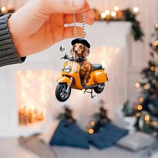 Cross-border new 2D cycling dog car pendant acrylic flat car rearview mirror decoration