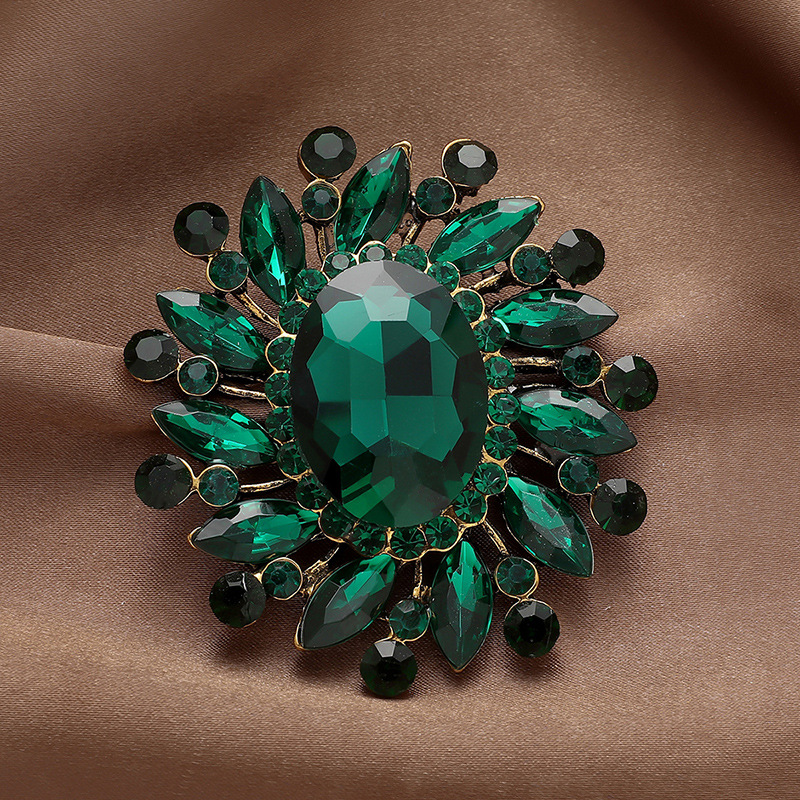 Broche de diamantes de imitación verde