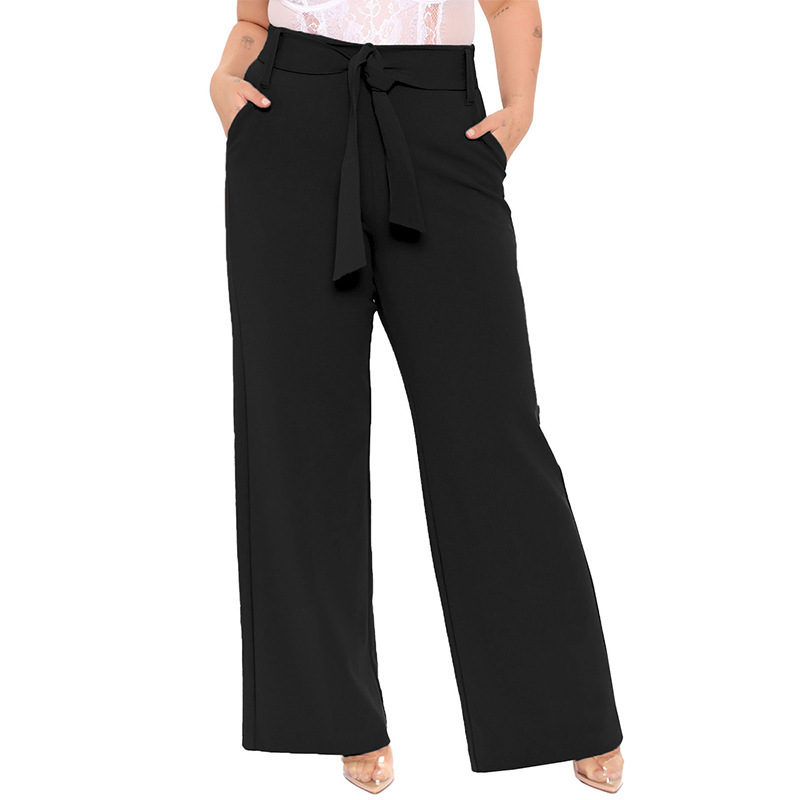 Moda cinturón de moda pantalones de piernas anchas damas primavera y otoño nuevo color sólido pantalones largos largos relajados ociosos para mujeres image 7