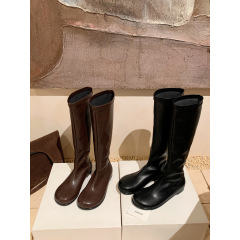 牛皮版~葡萄ma同款增高4cm时髦芒果头不过膝瘦瘦中筒骑士靴女新款