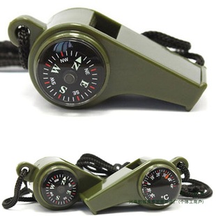 Three-In-One Compass Life-Saving Whistle Thermometer Outdoor Multi-Functional Survival Whistle Portable High-Frequency Whistle with Lanyard