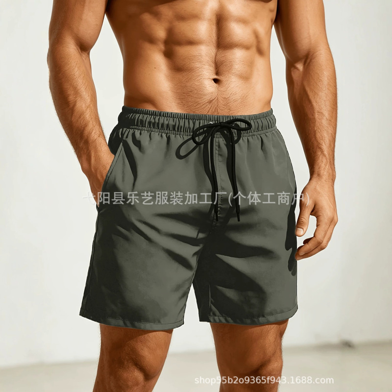 Summer Men's Swimming Trunks, Solid Color Quick-Dry Shorts, Sports Shorts, Beach Shorts, Polo Shorts, Loose Casual Style, Available for Wholesale