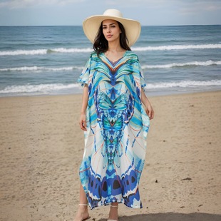Yunsheng European and American New Beach Cover-Up Printed Robe Vacation Sun Protection Bikini Cover-Up Cross-Border Amazon