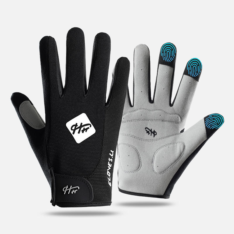Deportes al aire libre para hombres y mujeres escaleras de tela fitness antideslizante transpirable ciclismo de dedo completo Frisbee resistente al desgaste guantes de bicicleta de pantalla táctil