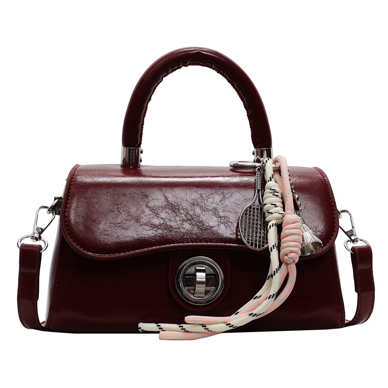 Bolso de mano popular de comercio exterior retro de piel de cera de aceite 2025 nuevo nicho de moda bolso de hombro bolso de moda universal