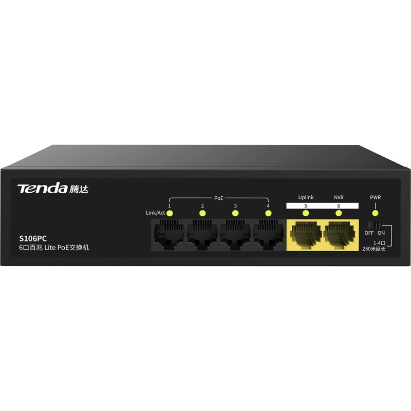 Источник питания PoE S106PC Tenda Tengda стандартный 48V 5 Might 5 выход 6 мониторинг специальный переключатель