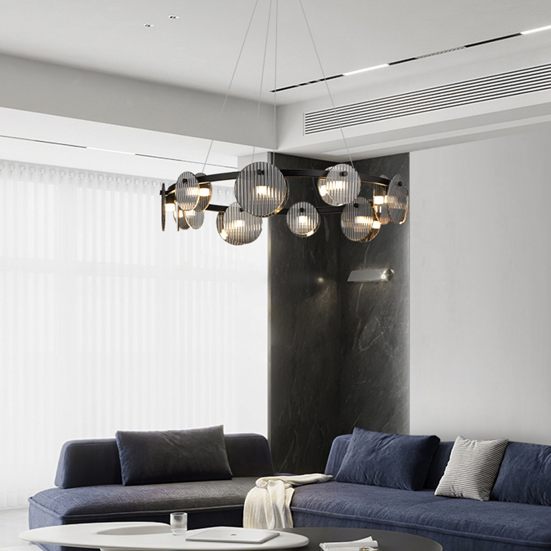suministro de comercio electrónico italiano minimalista lámpara de sala de estar moderna minimalista diseñador de vidrio creativo nórdico anillo lámpara de comedor