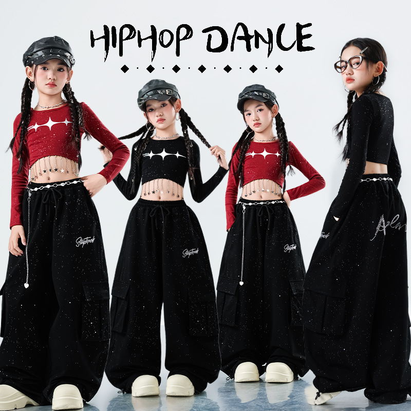 元旦儿童街舞服女童jazz露脐爵士舞表演潮装女孩模特走秀甜酷女团