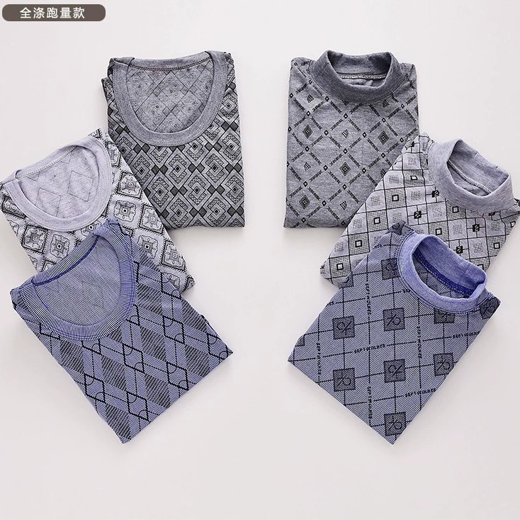 A3/7-6, Смешанная пенька и серый цвет для среднего и пожилого возраста, одинарная осенняя одежда с высоким и низким воротником, мужская рубашка с полным принтом