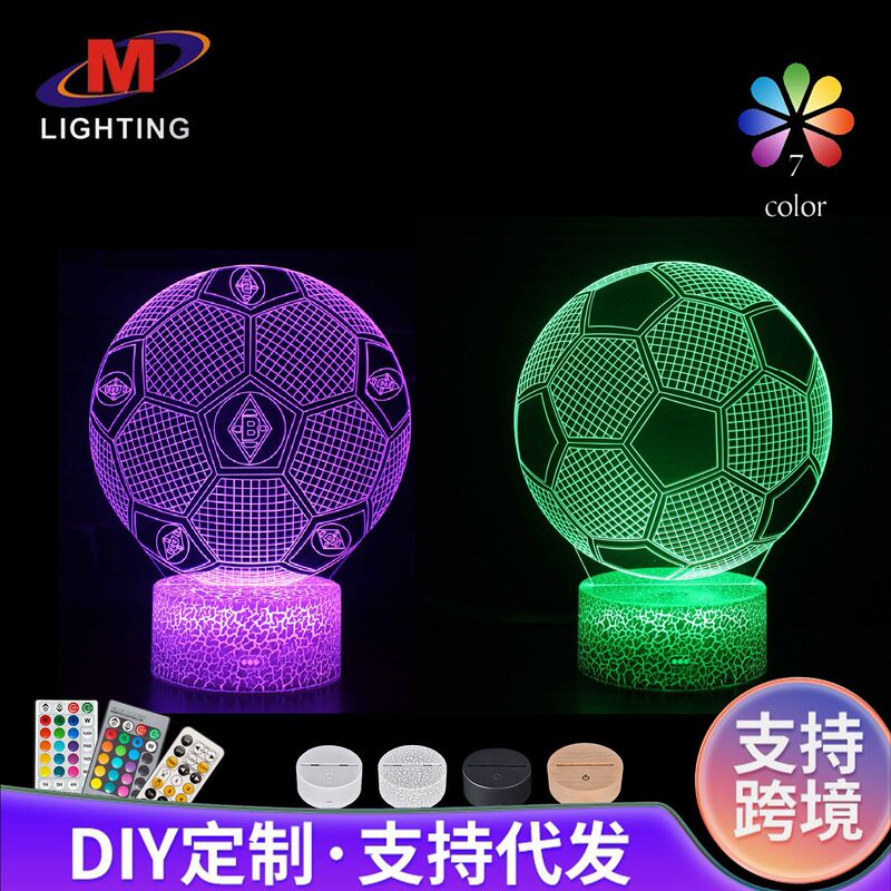 Cross-Border Exclusive Supply of 3D Night Lights, European League Football Club Logo Series Visual Ornaments, Led Table Lamps
