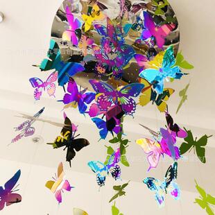 Metal Color Butterfly Hanging Decoration Hotel Club Staircase Ceiling Decoration Pendant Soft Hanging Decoration Art Hanging