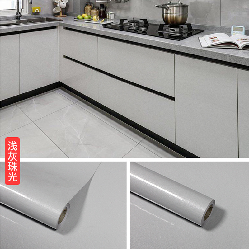 Pintura a la parrilla de película perlada PVC Fondo de pantalla de pared Autoadhesivo de color sólido dormitorio superior Fondo de pantalla de cocina pegatinas decorativas pegatinas