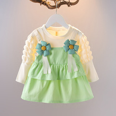 女童洋氣小香風公主春秋季連衣裙女寶寶韓版時髦長袖裙子一件代發