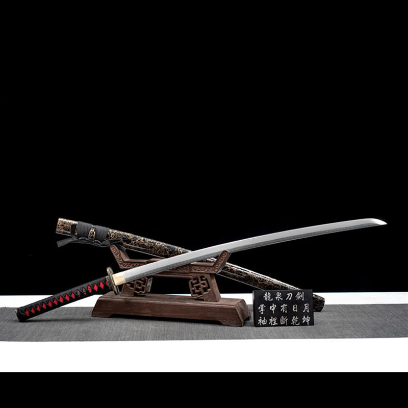 龙泉市刀剑纯手工锻打高锰钢烙花一体宝剑日式指挥刀冷兵器未开刃