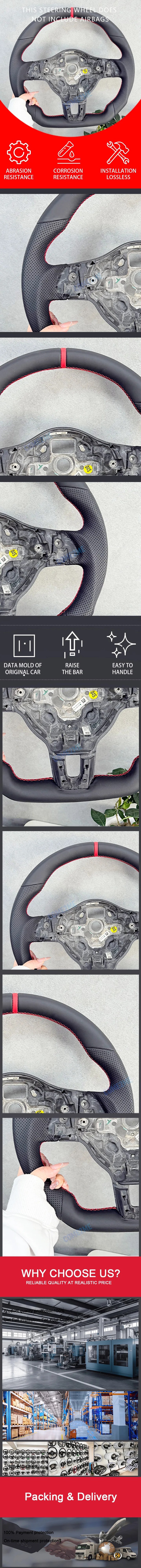 Suitable for Volkswagen Golf 6 MK6 GTI R Rline red line leather perforated flat-bottom sports steering wheel