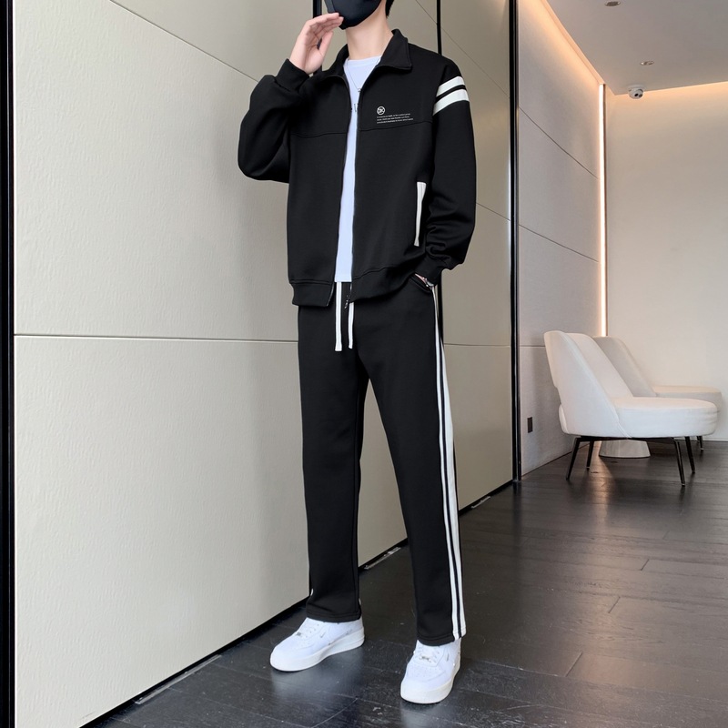 가디건 후디 세트 남성 봄과 가을 유행 플랑크톤 레저 운동복 코트 세련된 브랜드 웨어와 잘 생긴 세트