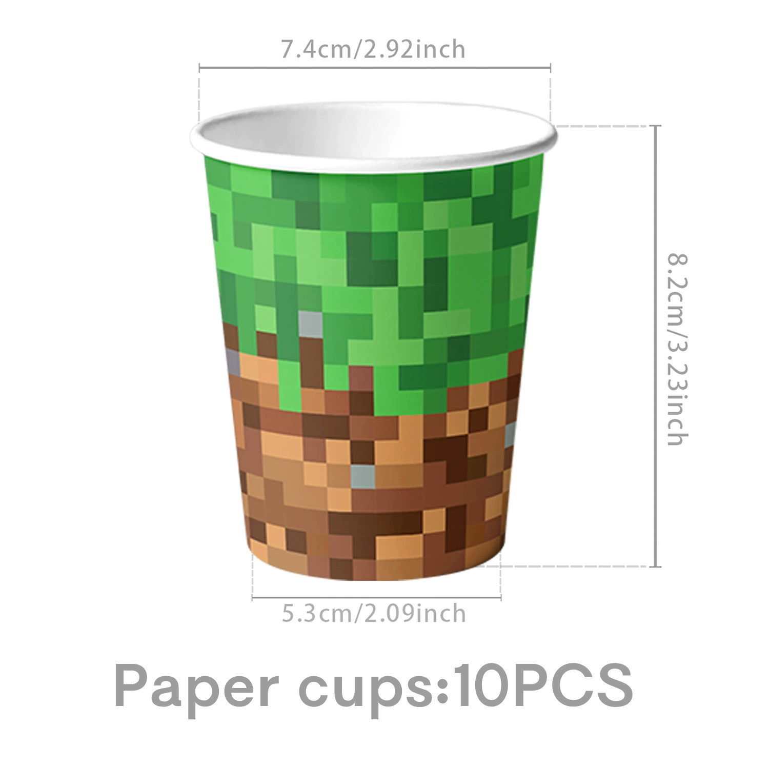 Party decorations set, Minecraft style, plates cups utensils balloons banner, packs 10–20 pcs