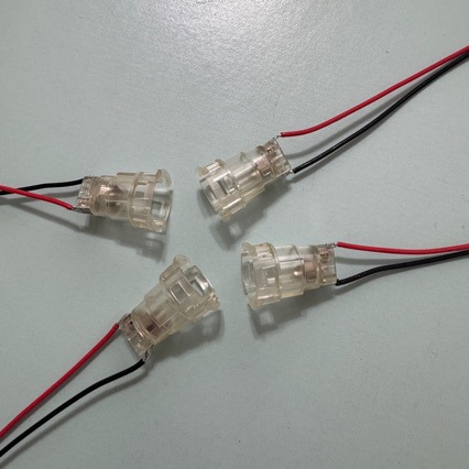 吹风机卷发棒透明母座2P灯带免焊接头3528透明卡扣连接线