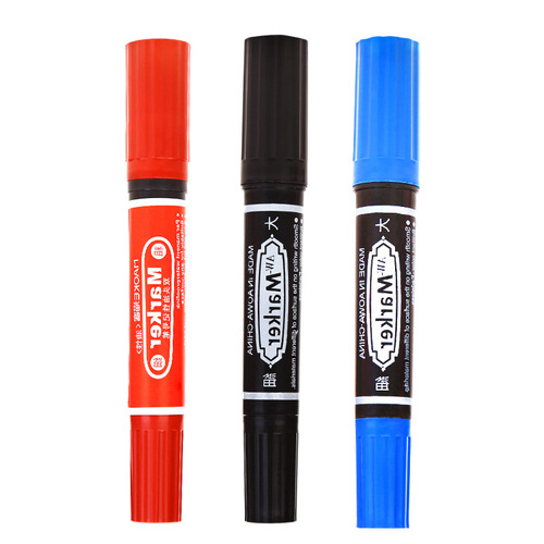 Oily large double-headed marker pen black thick hook line logistics pen kindergarten children's coloring painting pen