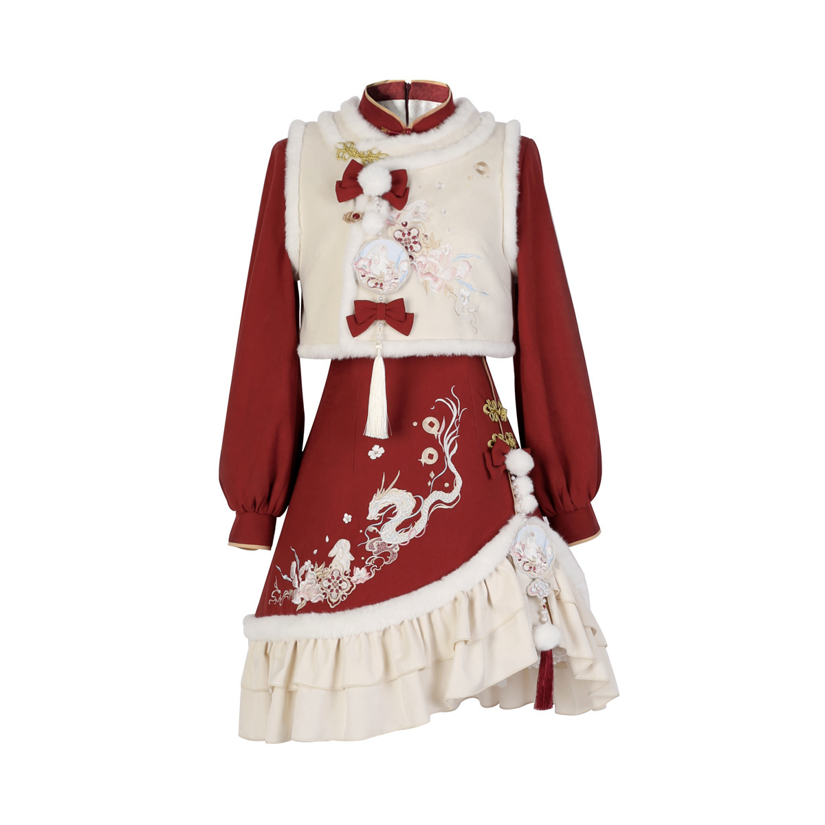 Diseño original nuevo estilo Ruitu Yinglong estilo chino Han Yuansu vestido de chaleco femenino traje 6926