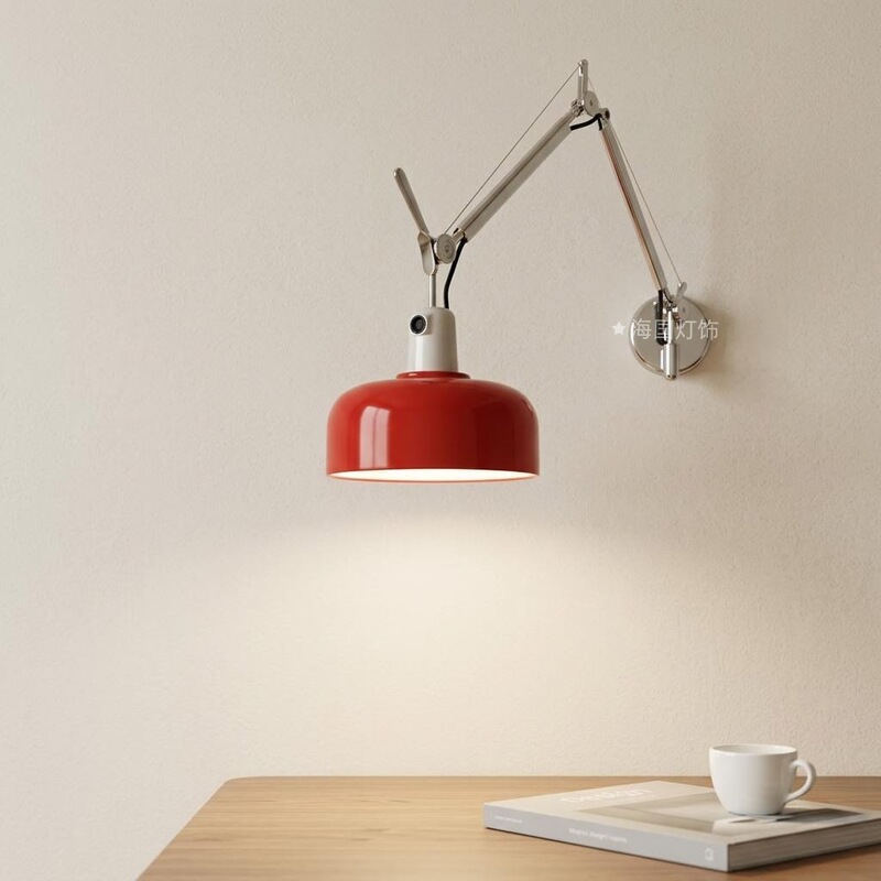 Memphis Tolomeo adjustable wall lamp, mid-century industrial style, suitable for study rooms, bedrooms, and bedside reading