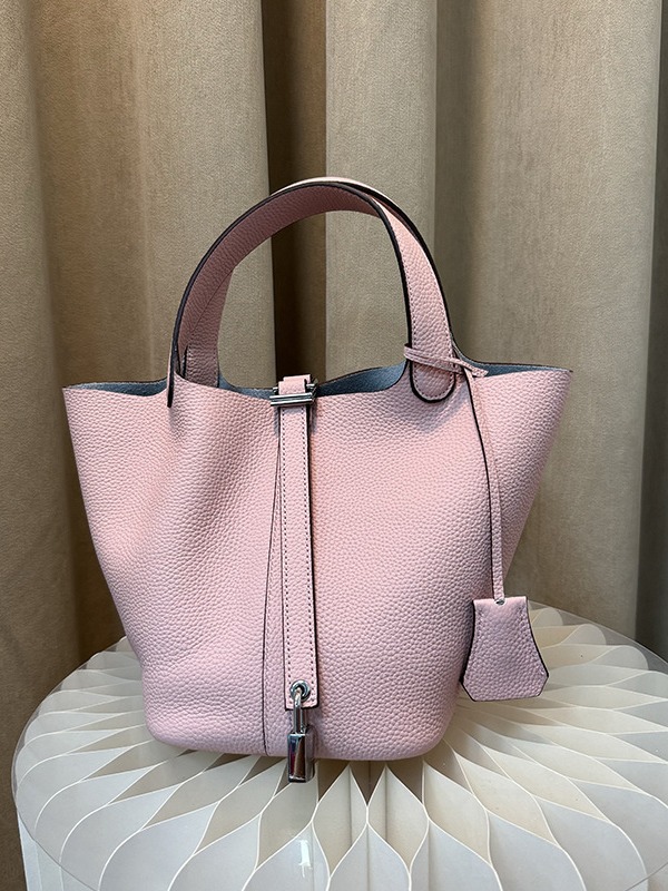 Bolsa de mano de nicho de piel de vaca de alta versión, bolsa de cestas de verduras, cuero real de gran capacidad, bolsa de cubo de alta calidad.