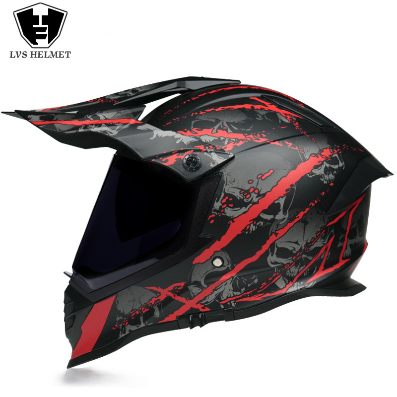 Nuevo off-road tire casco de doble lente carretera tire casco completo motocicleta Larga Distancia unisex Four Seasons universal LVS