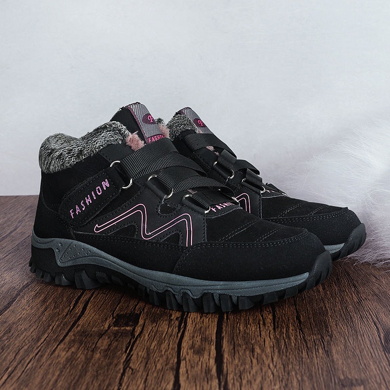 Gruesas botas de nieve cálidas zapatos de algodón con forro polar de invierno para mujer zapatos casuales ligeros resistentes al desgaste zapatos al aire libre zapatos de senderismo para mujer