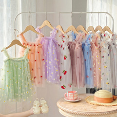 Amazon Embroidered Slip Dress with Net Fabric for Girls, Stylish and Sweet Baby Princess Dress, Puffed Skirt, Wholesale