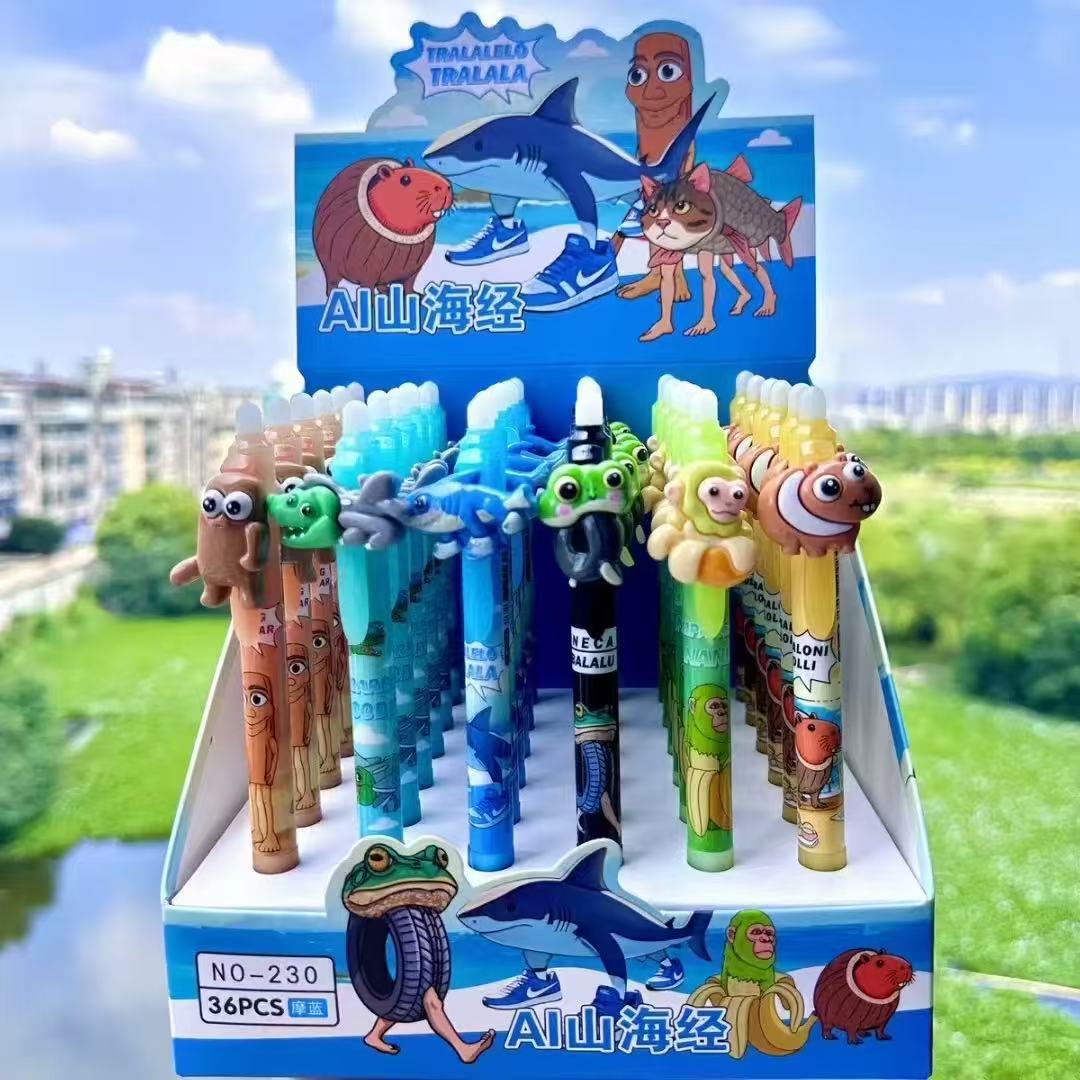 Cariñosa nueva caricatura pulsable bolígrafo neutro estereoscópico tres li cabeza de muñeca de alto valor facial estudiantes pulsable bolígrafo borrable