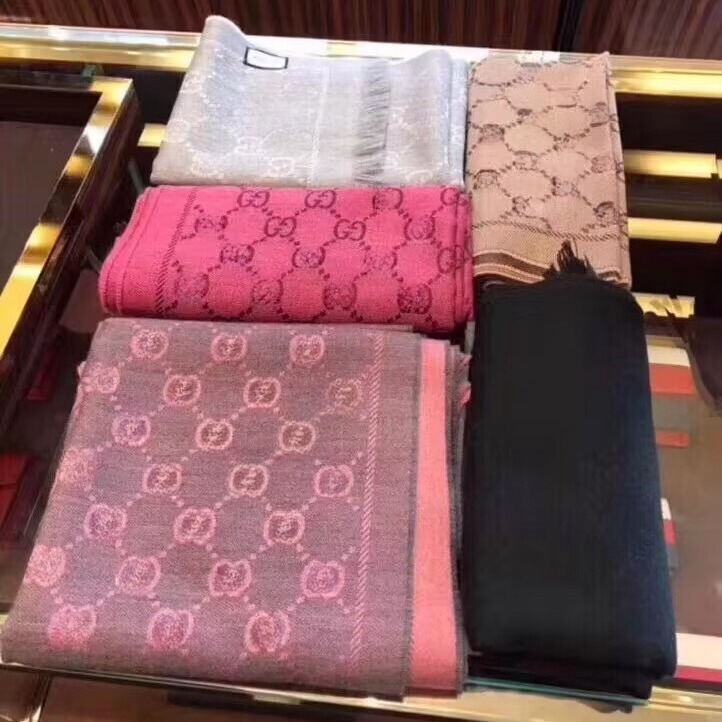 Classic Double G Wool Scarf Women's Grey Pink Shawl Men's Double-sided Letters Jacquard Cashmere Scarf Warm in Autumn and Winter