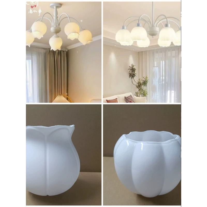 Аксессуары для ламп в китайском стиле, стеклянный абажур, новый молочно-белый матовый цветок в форме цветка, люстра для гостиной, настенный светильник для спальни, настольная лампа в виде ракушки