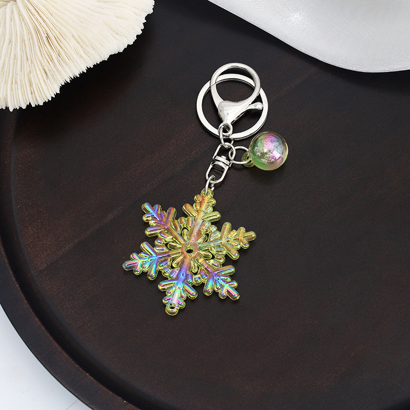 Christmas Festival Snowflake Pattern Cute Snowflake Arylic Christmas Women's Bag Pendant Keychain