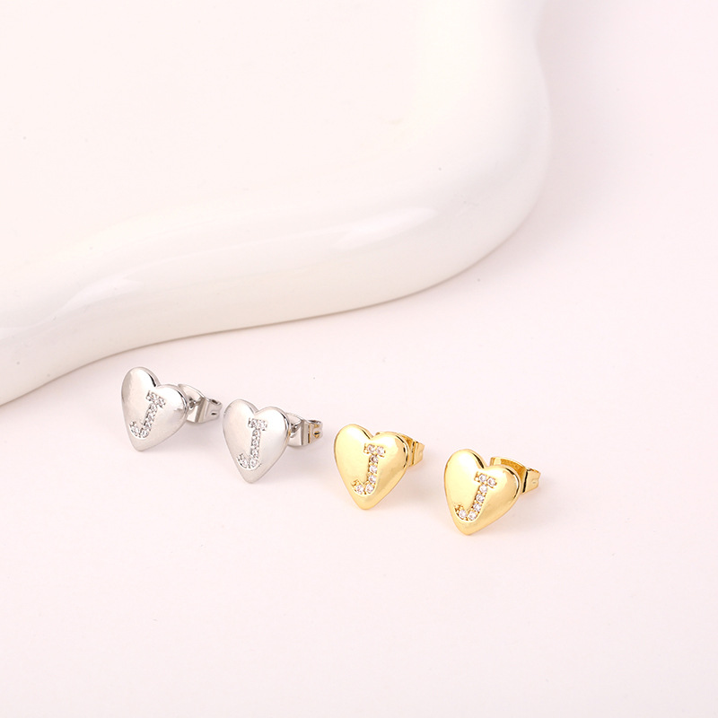 5g Weight Copper Ear Needle Material 18K Gold Plated, White Gold Plated Plating Material Rhinestones Inlay Material Ear Studs Classification 1 Pair Quantity Daily Occasion Copper Material Letter, Heart Shape Pattern Women's Gender Inlay Design Simple Style Style 1 Pair Simple Style Letter Heart Shape Inlay Copper Rhinestones 18K Gold Plated White Gold Plated Ear Studs 9
