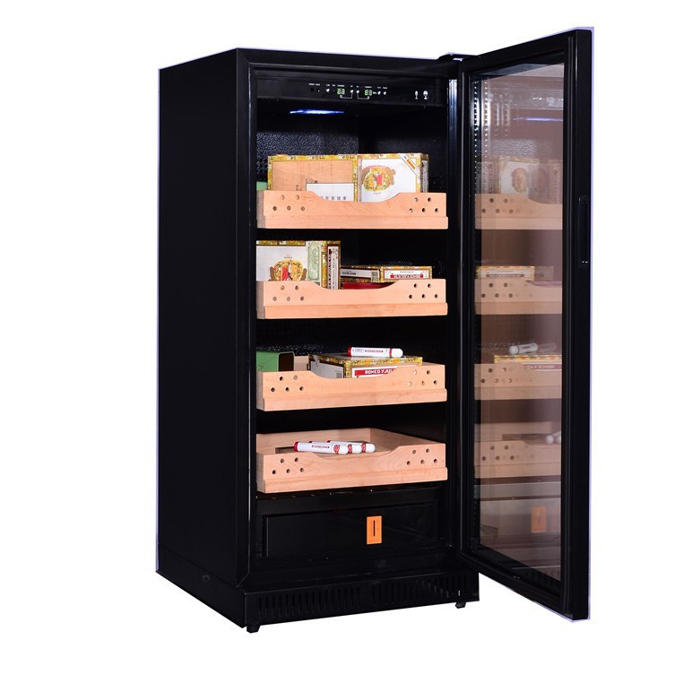 Suministro directo de fábrica temperatura constante y humedad cigarro gabinete Puerta de vidrio de una sola puerta cigarro refrigerado con humidificador película vitrina 80