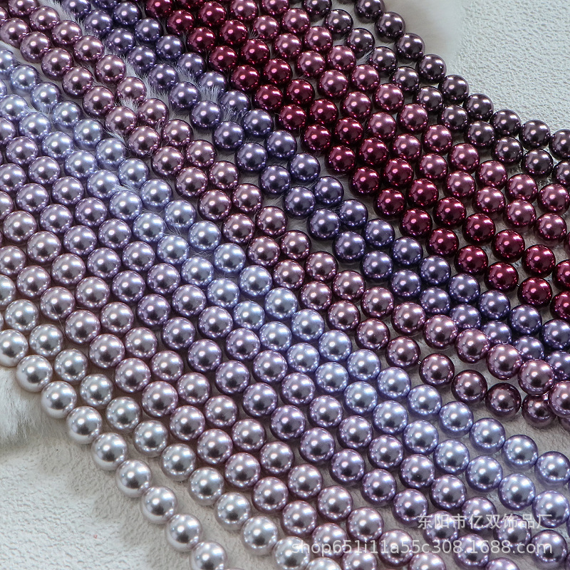 Purple glass round beads pearl