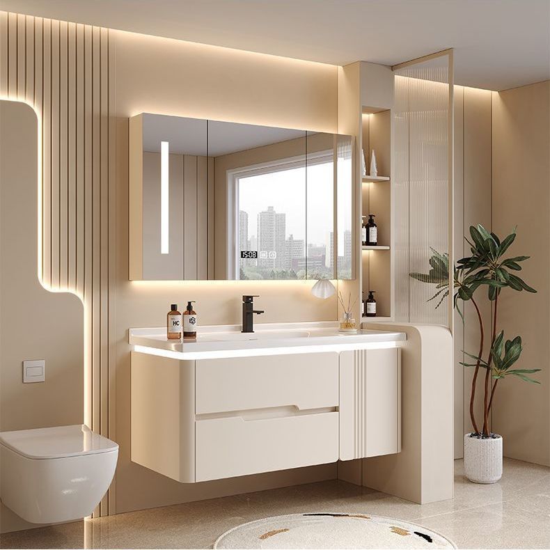 Oak Cream Ceramic Wash Basin Integrated Bathroom Cabinet Combination Simple Wash Smart Wash Basin Wash Basin Bathroom