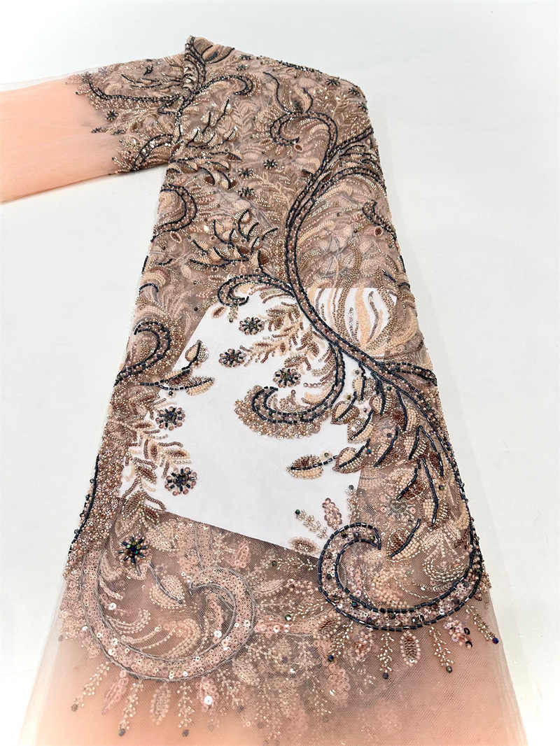 Tejido de bordado de encaje de tubo de sequilla comercio exterior transfronterizo spot vestido de boda vestido de noche vestido de mujer tela
