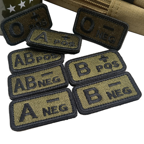 Blood type identification stamp A O AB POS NEG Embroidered tactical blood type stamp Velcro cloth armband identification stamp