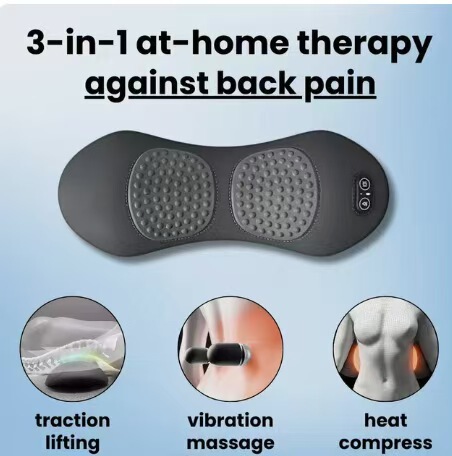 完全英語 3-in-1 腰枕加熱振動マッサージリフティング牽引腰疲労サポート腰椎サポートパッド|undefined
