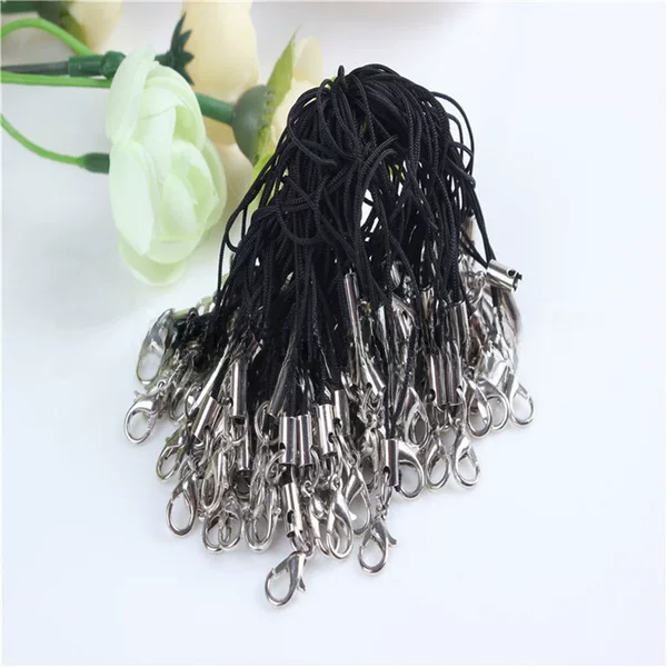 Alloy Lobster Clasp Mobile Phone Rope Black Mobile Phone Lanyard Key Chain Sling Mobile Phone Rope DIY Mobile Phone Chain Wholesale