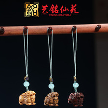 紫瑞兽麒麟钥匙扣檀檀香绿檀木雕刻手机链DIY挂件