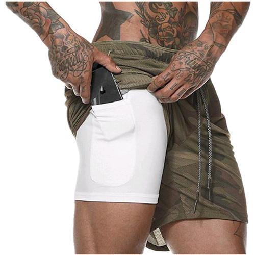 Men's Summer Running Training Quick-Dry Double-Layer Camouflage Training Fitness Shorts Cross-Border Supply