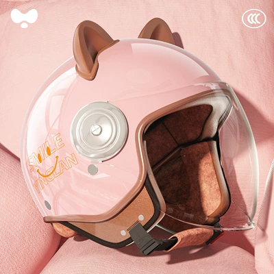 Motosiklet kaskı (dəbilqə): Bike Helmet for Girls, 3C - category-a-new-3c-adult-sakura-pink-transparent-long-mirror-one-size-fits-all