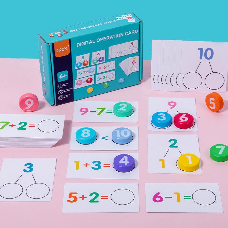 Aumento y resta de números para niños transfronterizos, aprendizaje de emparejamiento cognitivo, iluminación infantil, pensamiento de educación temprana de madera, juguetes educativos