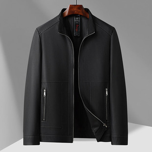 2025 New Autum Men's Loose Plus Size Plus Size Stand-Up Collar Leather Jacket Plus Suede Leather Jacket Men's Jacket