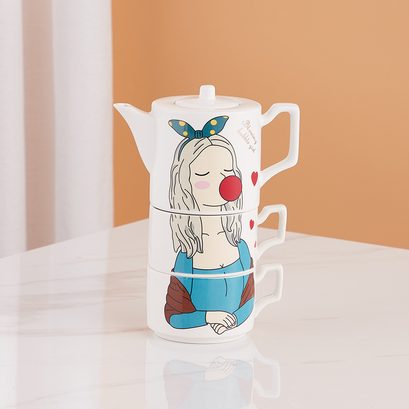 Juego de té de cerámica creativo de recuerdo, lindo corazón femenino, taza de café pequeña y fresca, caja de regalo transfronteriza de Amazon