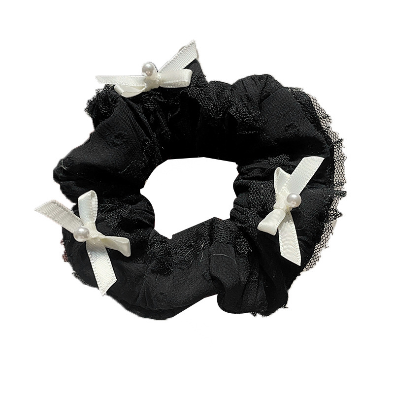 Elegant Ballet-style Lace Bow Scrunchie For Sophisticated Hair_voghion.com