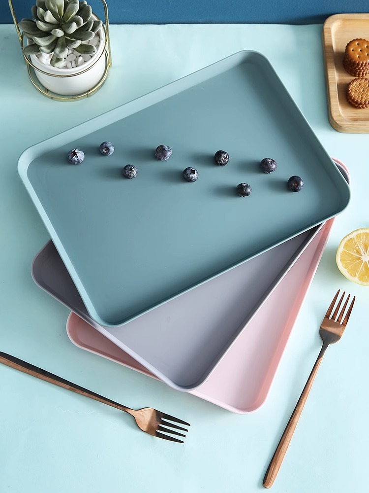 托盘长方形家用简约茶几客厅塑料水杯水果盘茶盘放饺子零食收纳盘