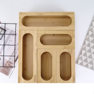 Kitchen plastic wrap wooden box garbage bag plastic wrap solid wood storage box with lid square wall partition storage wooden box